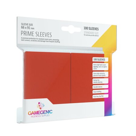 Gamegenic - Gloss Prime Sleeves Red (100 Sleeves)